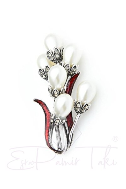 Esra Pamir Zirkon Taşlı Incili Broş
