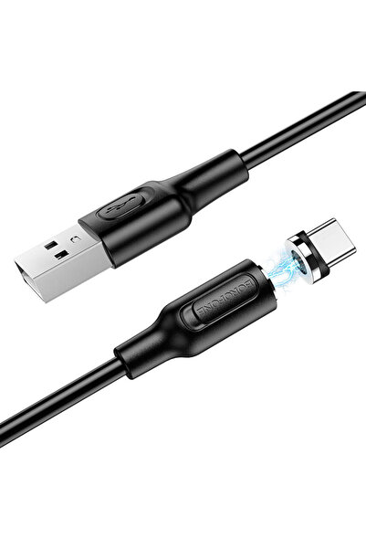 Borofone Manyetik Uçlu Iphone 15 Serisi Samsung Uyumlu Type C 1 Metre Şarj Kablo Mıknatıs Uçlu Şarj Kablo