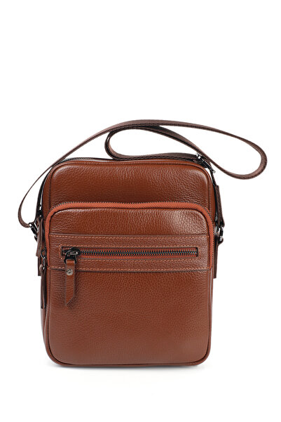 GENTE Ανδρική τσάντα ώμου από γνήσιο δέρμα χιαστί πολλαπλών τμημάτων GN072050DRL