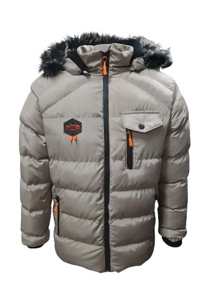 ESBOOZ E01347 Kids Boys Hooded Furry Sports Coat - E01347 - Beige - ST01347-Beige-13 YEARS