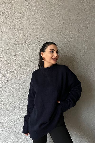 Seda Yalçın Atelier Pulover de bază cu barbă bleumarin