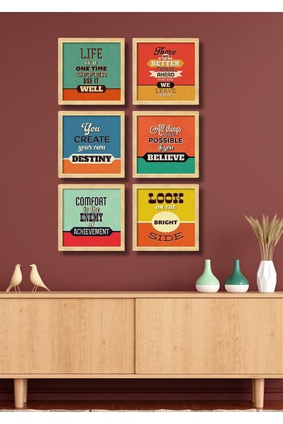 NT Handmade Set de pictură de 6 bucăți cu aspect de cadru Motivațional Decor de perete pentru hol, dormitor, birou