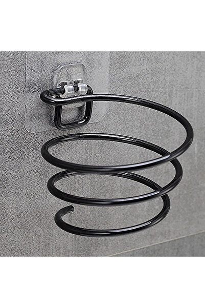 Egem Home Yapışkanlı Siyah Fön Makinesi Askısı Saç Kurutma Makinesi Tutacağı Siyah