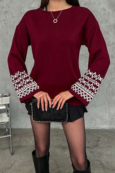 Nosia سترة تريكو بأكمام طويلة بتصميم منقوش على الأكمام