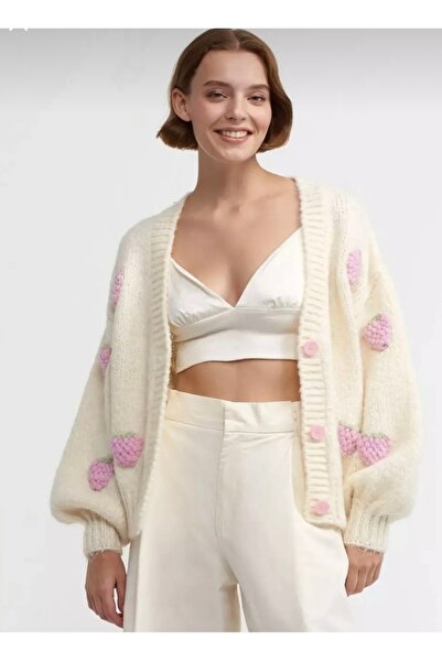 köksallar tekstil Dilvin çilek nakışlı tiriko hırka