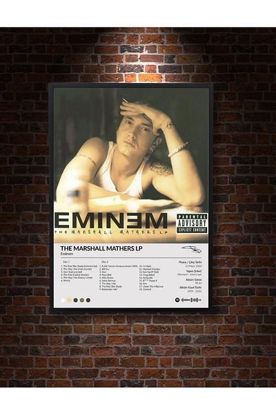 NT Handmade Black Frame Look Eminem the Marshall Mathers Lp Album Cover Wall Decor Mdf 20X30 cm Painting