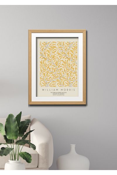NT Handmade Decor de perete William Morris cu aspect de cadru din lemn - Pictură 20x30 cm pentru living dormitor