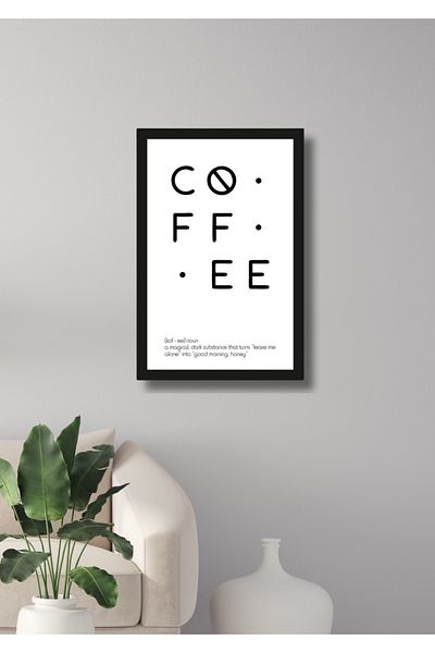 NT Handmade Decor de perete cafea cu aspect de cadru negru - pictură 20x30 cm pentru conceptul de bucătărie Coffee Corner