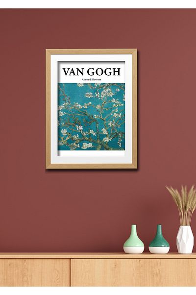 NT Handmade Decor de perete Van Gogh cu aspect de cadru din lemn - Pictură 20x30 cm pentru living dormitor