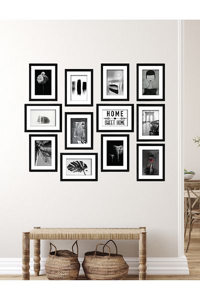 NT Handmade 12 bucăți cadru negru cu aspect Home Sweet Decor de perete Set pictură pentru living dormitor