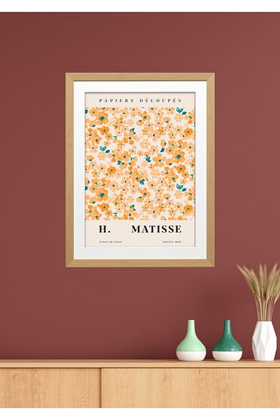 NT Handmade Decor de perete H. Matisse cu aspect de cadru din lemn - Pictură 20x30 cm pentru living dormitor