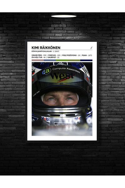 NT Handmade Black Frame Look Kimi Raikkönen Wall Decor Living Room Living Bed Children's Room 20X30 Painting