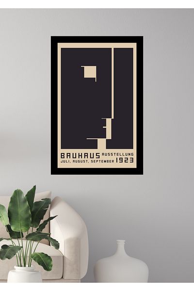 NT Handmade Decor de perete Bauhaus cu aspect de cadru negru - Pictură 20x30 cm pentru living dormitor