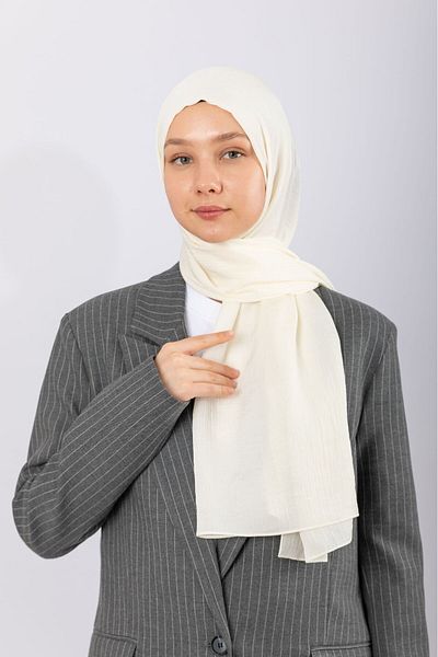hijabchi Natural Crepe Shawl - Ecru