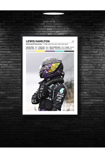 NT Handmade Black Frame Look Lewis Hamilton Decor de perete Sufragerie Dormitor Copii Camera MDF 20x30 Pictură