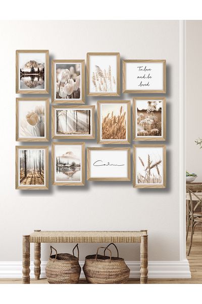 NT Handmade 12 bucăți cadru din lemn aspect To Love Decor de perete pentru living dormitor 15x20 set de pictură