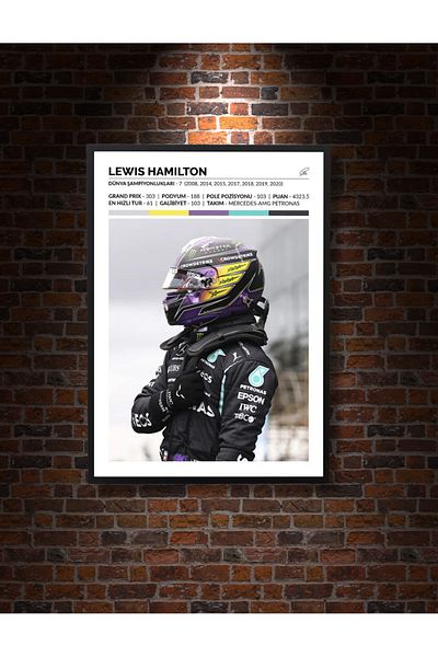 NT Handmade Black Frame Look Lewis Hamilton Decor de perete Sufragerie Dormitor Copii Camera MDF 20x30 Pictură