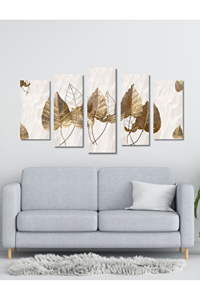 NT Handmade 5 Parça Ahşap Sonbahar Yaprakları Duvar Dekoru Salon Oturma Yatak...