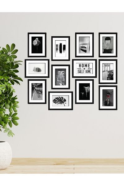 NT Handmade 12 bucăți cadru negru cu aspect Home Sweet Decor de perete Set pictură pentru living dormitor