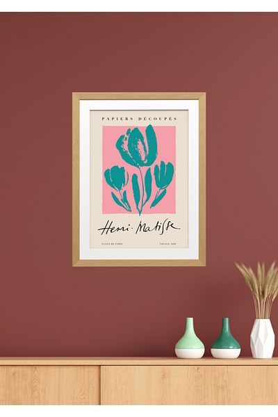 NT Handmade Decor de perete Henri Matisse cu aspect de cadru din lemn - Pictură 20x30 cm pentru living dormitor