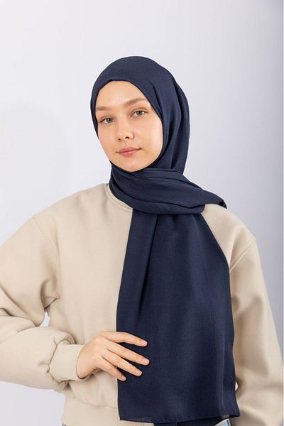 hijabchi Φυσικό Σάλι Κρεπ - Navy Blue