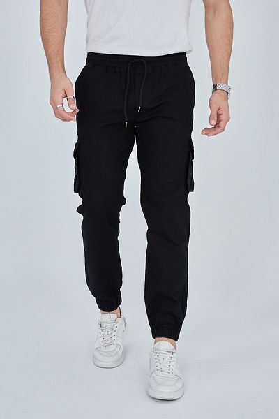 allymoda Men's Cargo Trousers Elastic Leg Linen ALLY-278