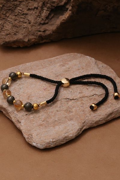 Dünya Doğal Taş سوار من الحجر الطبيعي Lucky Blessings (حجر السيترين والبيريت)