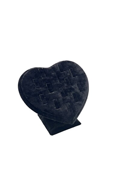 Zeyn Dekor Βάση για δαχτυλίδια καρδιάς Βελούδινο Μαύρο Χρώμα