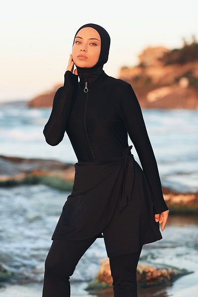 Remsa Mayo Pool Sea Connectable Lycra Skirt Pareo Black RP005 Remsa Swimsuit