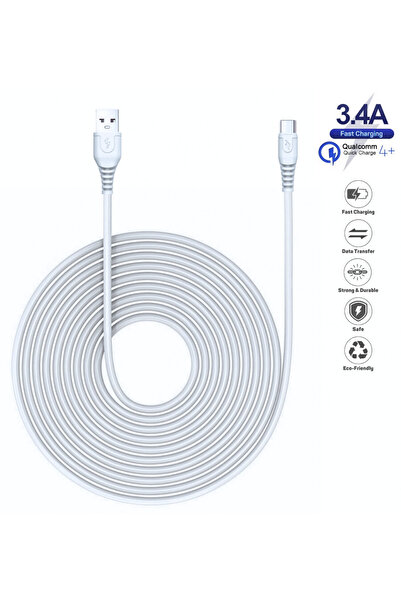 HANPORIUM Oppo Reno 5 Lite Uyumlu 3.4 Amper 3 Metre Ultra Hızlı Type-C Şarj K...