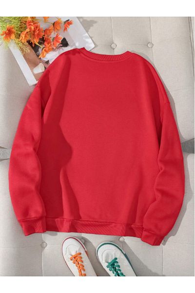MAGORS Style-X Cycling Neck Cotton Love Printed, Red Oversize Lovery Special Sweatshirt