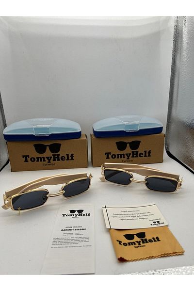 TomyHelf 1 مع ثقب 1 بدون ثقب النظارات الشمسية الرجعية كريم مستطيلة
