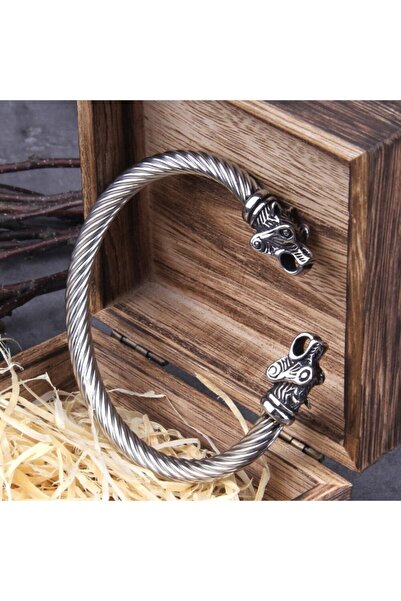 northstarshop Viking Wolf Head Nordic Nordic Fenrir Handcuffs Adjustable Outdoor Men's 316l