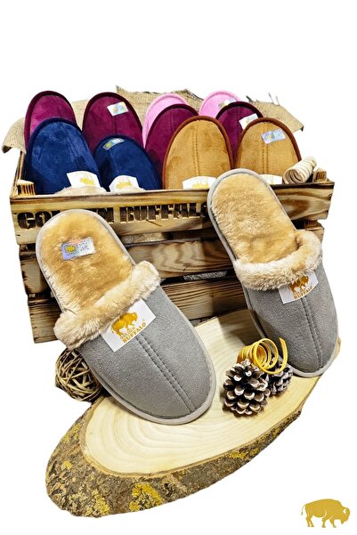 Golden Buffalo O pereche de papuci de casă gri de calitate din lână Pachet de...