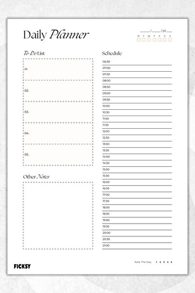 Ficksy مخطط يومي - مقاس A4 للقيام به - 30 ورقة - مخطط يومي