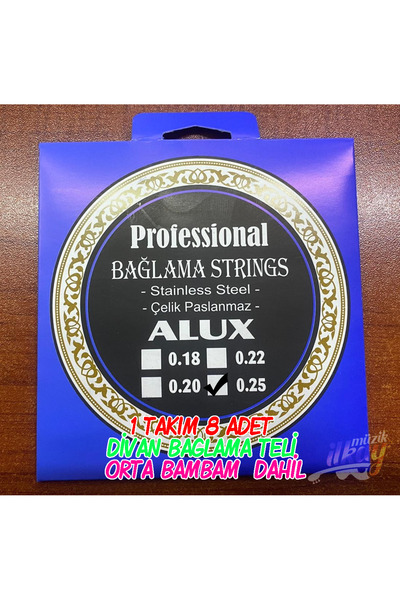 İLKAY MÜZİK Alux 0.25 Divan Bağlama Teli + Orta Bambam Dahil Kaliteli Çelik b...