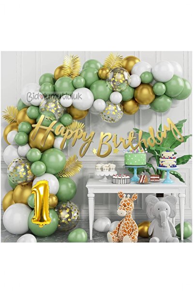 BİDOLUMUTLULUK Küf Yeşilli Doğum Günü Seti Parti Eğlence