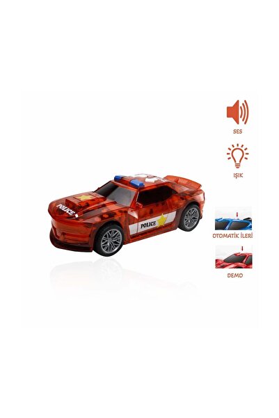 BAMTEBİ Spor Polis Arabası Demo Işıklı ve Sesli Çarp-Dön Polis Arabası Kırmızı