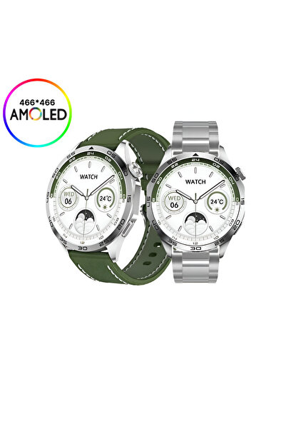Şıktek Smart Watch GT4 Max Elegant Erkek Akıllı Saat Deri-Metal-Silikon 3 Kor...