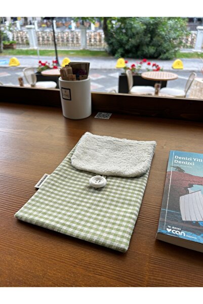 Sumicorn Design Карирана ленена чанта за iPad с капак за книга