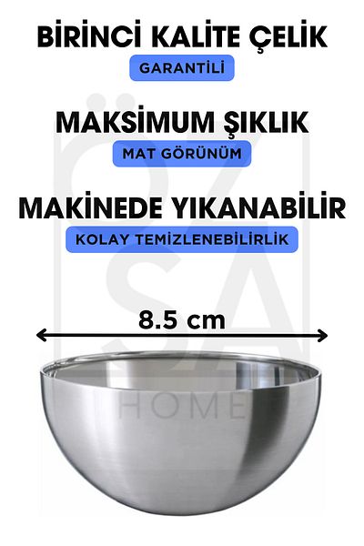 ÖzSa Home 4-Piece Stainless Steel Snack Bowl Nut Bowl Set 8.5 cm Bowl
