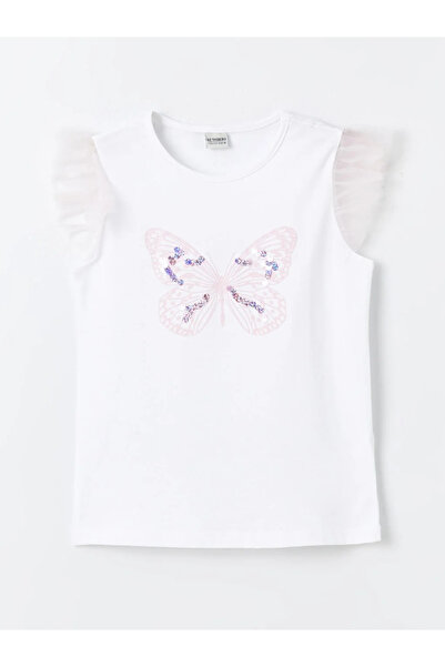 LC Waikiki Dievčenské tričko s krátkym rukávom s vyšívaným flitrami pre deti LCW