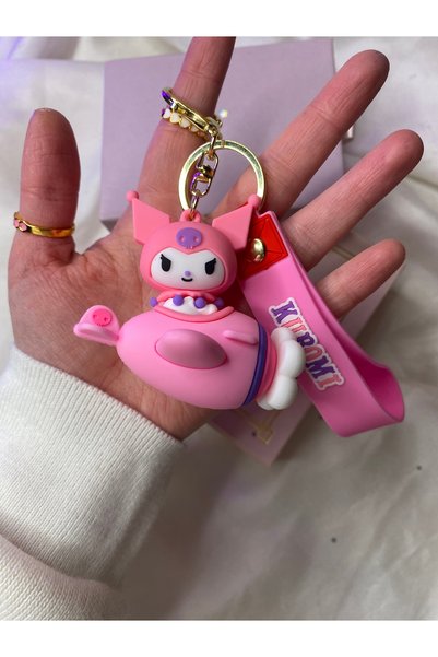 SANRIO Sanrıo karakterli uçaklı kuromi pembe anahtarlık çanta süsü hediyelik ...