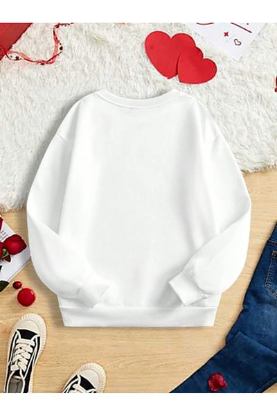 MAGORS STIL-X BICICLETA CULOARE ALBĂ DIN BUMBAC, SWEATSHIRT OVERSIZE CU IMPRIMAT LOVE PENTRU IUBIT