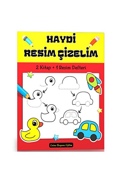 Enine Boyuna Eğitim مجموعة رسم الصور (2 كتاب + 1 دفتر رسم)
