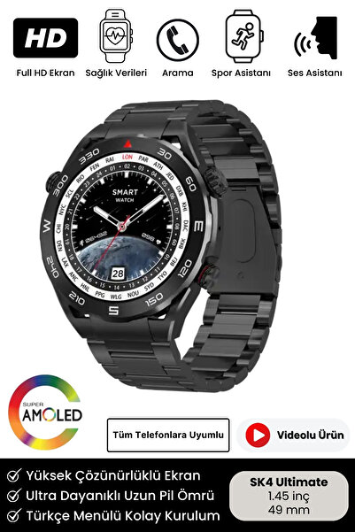Noriyen 2024 Model SK4 Ultimate Amoled HD Oval Ekran Spor ve Sağlık Sensörlü ...