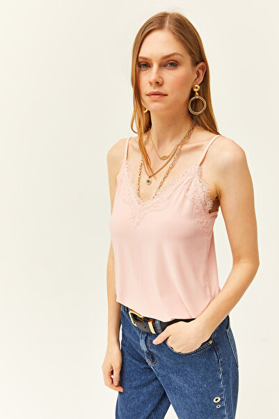 Olalook Γυναικείο λουράκι πούδρας με ρυθμιζόμενη δαντέλα πλεκτό μπλούζα δεξαμενής BLZ-19001732