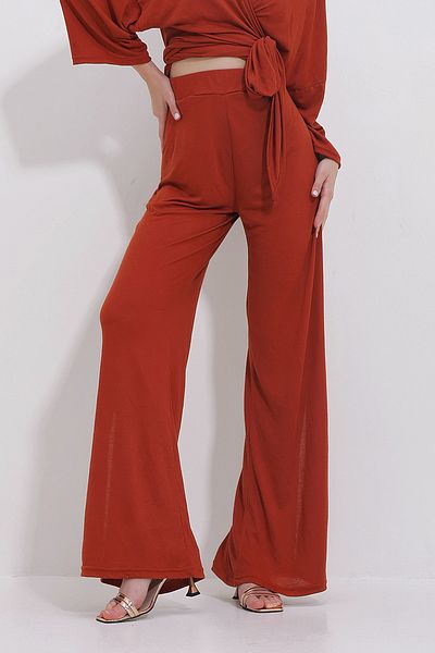 Trend Alaçatı Stili Women's Tile Slit Loose Fit Pants ALC-X11433