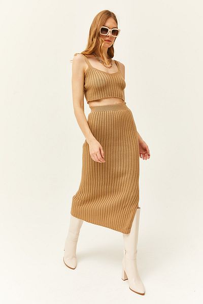 Olalook Women's Biscuit 3 Piece Thick Corded Knitwear Set TKM-19000182