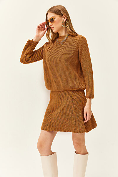 Olalook Women's Biscuit Top Sweatshirt Bottom Mini Toddler Skirt Knitwear Set TKM-19000248